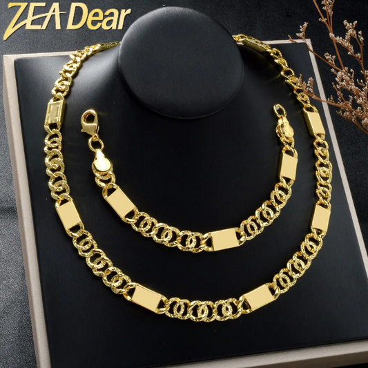 Custom Luxury Jewellery 18k Gold Plated Infinite Chain Necklace Bracelet Jewelry Sets Women