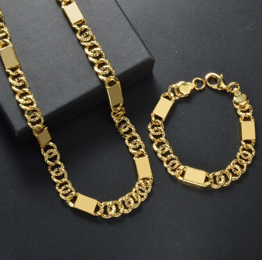 Custom Luxury Jewellery 18k Gold Plated Infinite Chain Necklace Bracelet Jewelry Sets Women