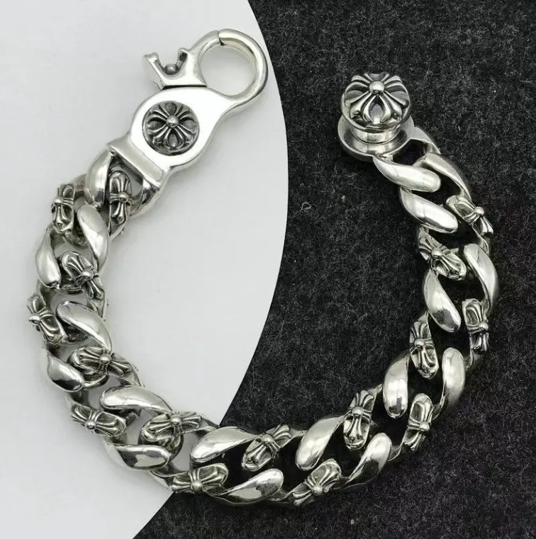 Men's Retro Cross Heavy Bracelets Vintage Buckle Vine Flower